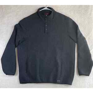 Gerry Henley Sweater Mens XXL 2XL Black Pullover 1/4 Button Mock Collar Ribbed